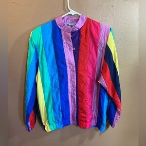 Vintage Marguerite Rubel Nylon Rainbow Striped Jacket NWT 16